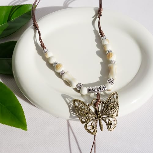Boho Style Colorful Ceramic Bead Strand Necklace Adjustable Bohemian Jewelry Gift for Women, Fashion Clothing Matching Necklace - color: White