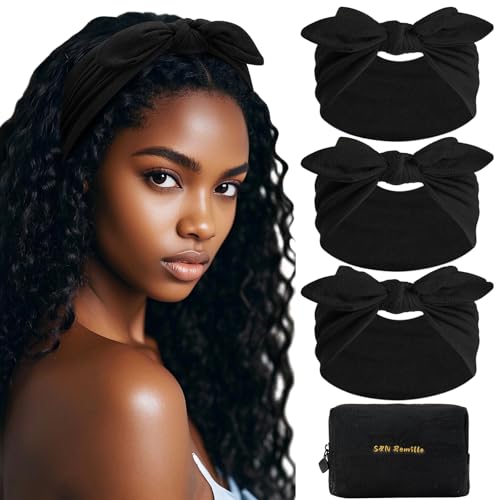 S&N Remille Wide Headbands for Women, Large Hairband, Elastic Non-Slip Headband Twist Knotted Accessories, Yoga Workout Vintage Hair 3 Pack (Multi-colored-2) - color: Multi-colored-2