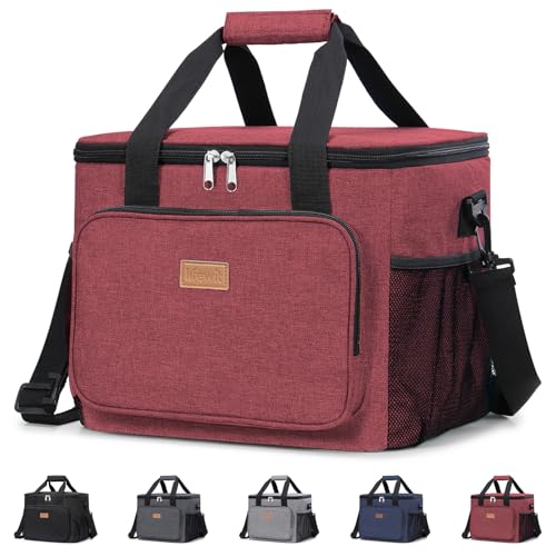Lifewit Large Lunch Bag, Insulated Lunch Box, Soft Cooler Cooling Tote for Adult Men Women, Burgundy 40-Can (24L) - color: Burgundy, size: Jumbo(24L)