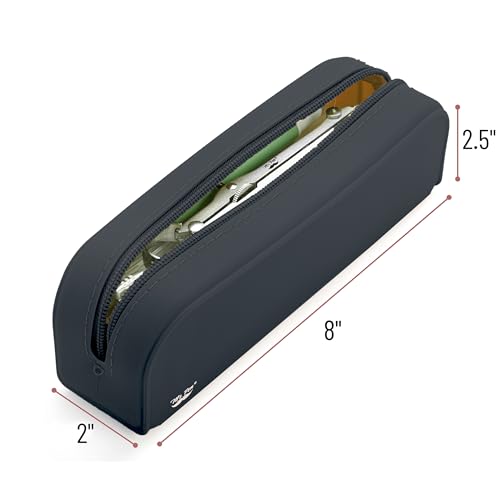 Mr. Pen- Silicone Pencil Case, Aesthetic Pencil Bag for Women, Makeup Pouch | Multifunctional Pouch for Stationery, Cosmetics and Electrical Goods Storage - color: Black