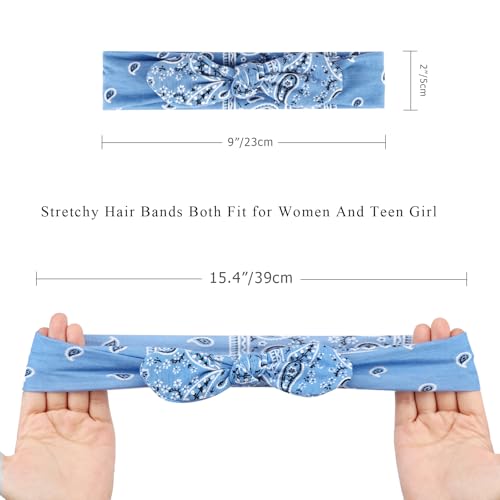 DRESHOW 6 Pack Wire Boho Headbands for Women with Rabbit Ears Bow Twist Headband Printed Vintage Wire Hair Holder - color: 6 Pcs Patterned: Rabbit Ears a