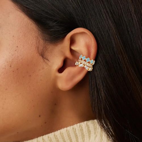 MEVECCO Ear Cuff Non Piercing for Women 18K Gold Plated Dainty Ear Cuff Earring Stacks Cartilage Clip On Wrap Huggie Minimalist Fake Piercings Open Hoops Jewelry Gifts - style: flower-tur
