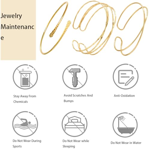 2PCS Gold Arm Cuff Bracelets for Women Jewelry Upper Arm Open Adjustable - style: Style B