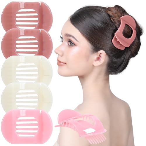 RC ROCHE 6 Pcs Flat Claw Hair Clips for Women Thick Hair French Round Duckbill Square Secure Strong Hold Grip Clamps Barrettes Curved No Slip No Crease Styling Cute Extra Jumbo, Large Cherry Blossom - color: (Large) Cherry Blossom
