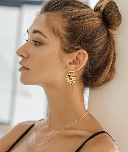 Irregular Gold Stud Earrings for Women Hammered Silver Stud Earrings Statement Geometric Earrings Vintage Gold Earrings - color: 01- Irregular gold earrings