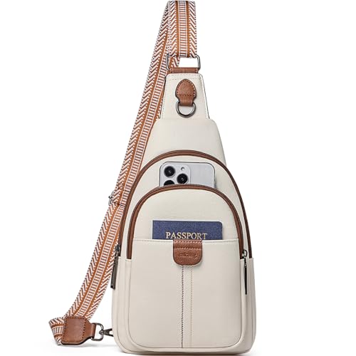 cakang Womens Sling Bag Crossbody Bags for Women Vegan Leather Sling Backpack Daypack Fanny Pack Crossbody Purse Travel - color: 4-white Brown
