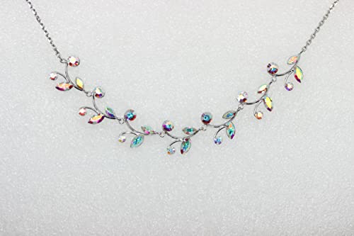 Faship Gorgeous Rhinestone Crystal Floral Necklace Earrings Set - color: Multicolors / AB