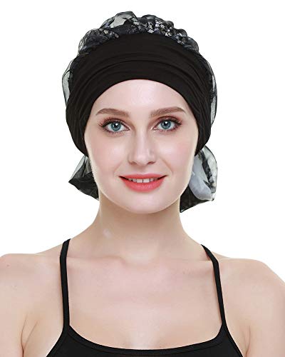 Chemo Headwear Turbans for Women Long Hair Head Scarf Headwraps Cancer Hats - color: Flower Star