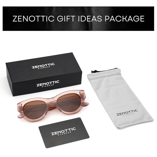 ZENOTTIC Polarized Sunglasses Women Round: Trendy Sun Glasses for Ladies - Retro Classic Shades UV400 Protection - color: C05 Crystal Brown Frame Brown Lens