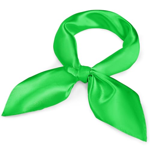American Trends Women Silk Feeling Scarf Satin Head Scarves Square Wrap Neck Scarf Lightweight Silk Like Bandana - color: 12 Green