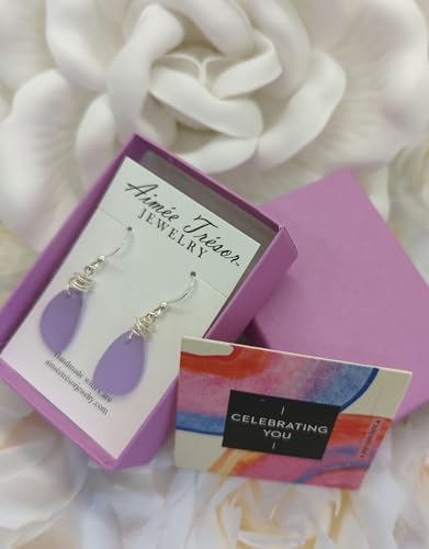 Popular Recycled Sea Glass Earrings on Sterling Silver Hooks - color: Lavender 2