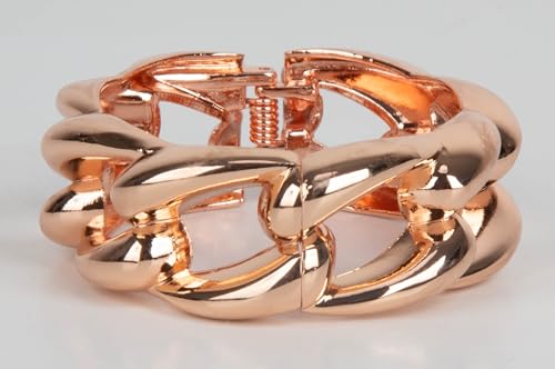 SPUNKYsoul Chain Link Buckle With Rhinestones Cuff Bracelet in Gold, Silver Rose Gold and Gun Metal for Women - style: Large Link Rose Gold