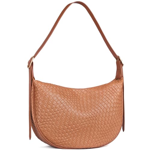 BOSTANTEN Purses for Women Crescent Crossbody Bag Vegan Leather Shoulder Hobo Handbag Adjustable Strap - color: Large Brown