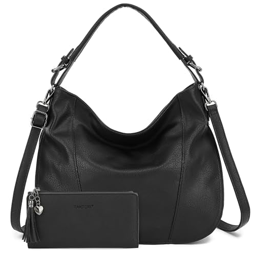 TANTOMI Hobo Bags Purses for Women, Women's Crossbody Handbags and Shoulder Bag, Multi-Pocket Large Hobo Purse - color: Black