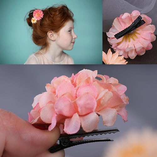 21 PCS Silk Flower Hair Clip Women Aesthetic Boho Pink Floral Hair Barrettes Handmade Rose Bride Barre Hair Accessories Wedding - color: Pink