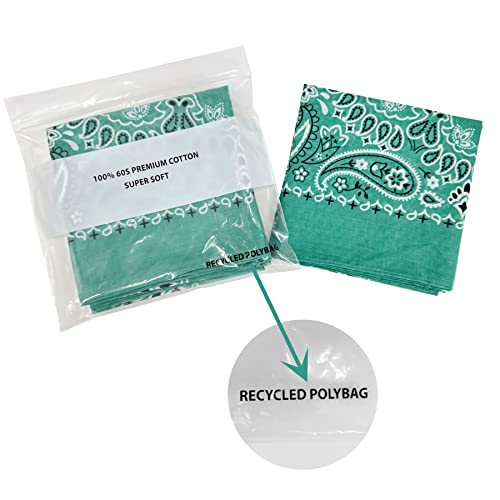 Single Pack Bandanas 60s Premium Cotton Soft Thin Handfeel Large Handkerchief for Men and Women - color: 1 Pack-dark Green