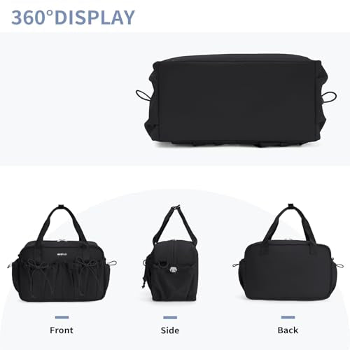 ECOHUB Small Gym Bag for Women, Mini Gym Duffle Bag with Wet Compartment, Bowknot Sports Bag, Cute Gym Tote Bag Dance Yoga Workout Travel Bags Black - color: Black