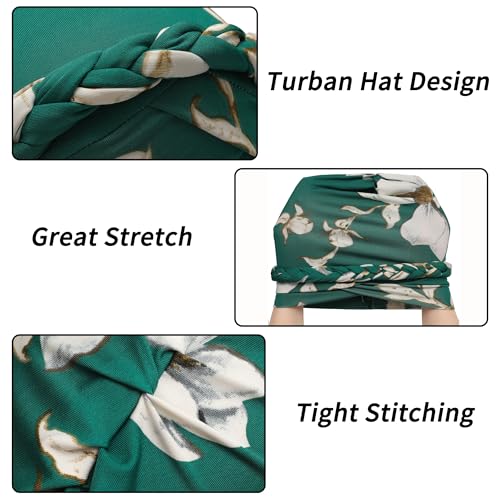 ZLYC Chemo Headwear for Women Pre Tied Turban Headwear Lightweight Beanie Hat - color: Braid Floral Teal