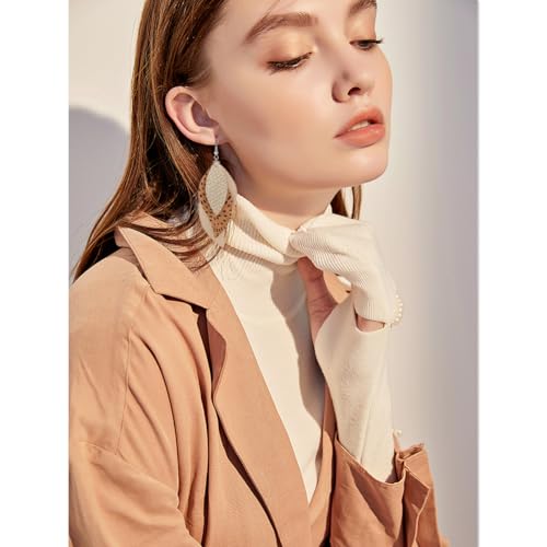 ANXIN boho unique Leather Earrings 2 Layered Lightweight Faux Leather Leaf Earrings Layered Design Drop Earrings Gift for Women - color: Style A