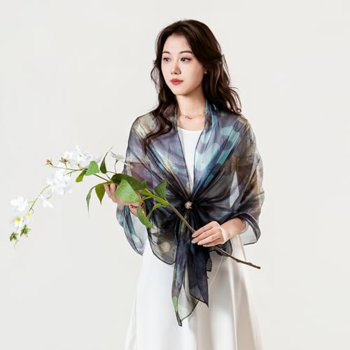 Lightweight Chiffon Scarf for Women 25x70 Inches – Sheer Summer Shawl Wrap, Boho Head Scarf, Travel Beach Cover Up, Elegant Evening Dresses Accessory