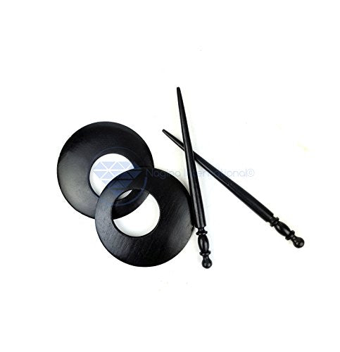 Nagina International Premium Vintage Polished Wooden Shawl Pins | Hair Barrettes & Hair Clip | Personal & Beauty Care Accessories | (Bat Black) - color: Bat Black