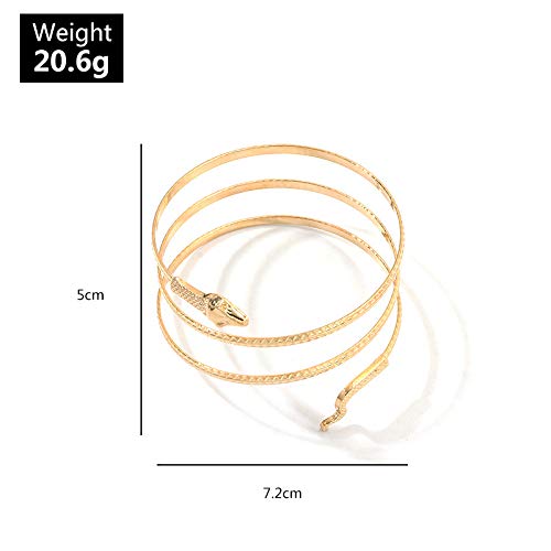 Dainty Arm Cuff Bracelet for Women Gold/Silver Adjustable Upper Arm Cuff Layered Bangle Bracelet Open Knot Bracelet Summer Beach Charm Fashion Jewelry - color: Gold Snake