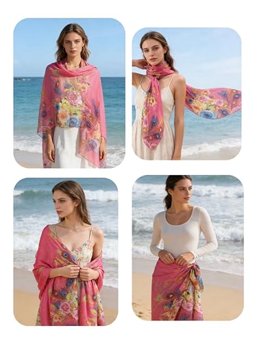Womens Sexy Bohemian Floral Beach Cover Up Sarong Wrap Swimsuit Beachwear - color: A-rose