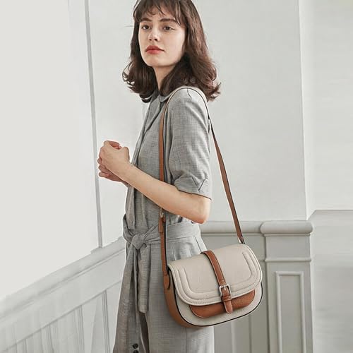GOIACII Crossbody Bags for Women Saddle Purse Cute Shoulder Handbag Pebble Leather Brown - color: A03 Light Khaki