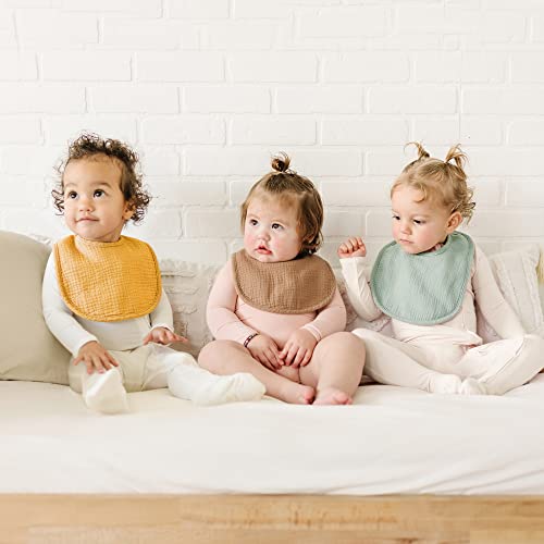 Konssy Muslin Baby Bibs 8 Pack Baby Bandana Drool Bibs Cotton for Unisex Boys and Girls, Soft Absorbent Set for Teething and Drooling - color: Neutral