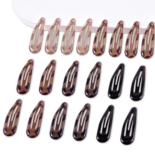 20 PCS Metal Snap Hair Clips Water Drop No Slip Barrettes for Women Bright Small Hair Clips For Thick And Thin Fine Hair,Black Tortoiseshell,1.97 x 0.5 In. - color: Black Tortoiseshell