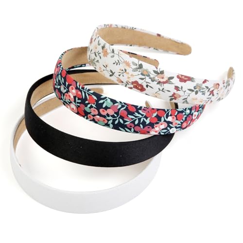 Huachi Headbands for Women Non Slip Trendy Headbands for Women’s Hair 1 inch Wide Cute Headband for Girls, Fall Head Bands Elastic Hair Bands for Womens Fashion Accessories for Women 4PCS - color: Boho Style