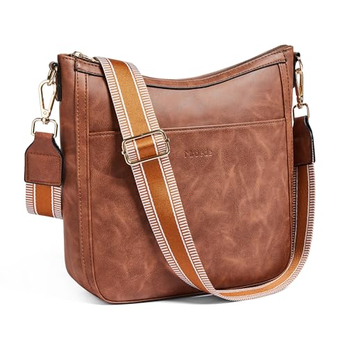 Crossbody Bags for Women Crossbody Purse for Women Vegan Leather Hobo Purses Shoulder Handbags for Daily Travel Work - color: 1-3 Brown