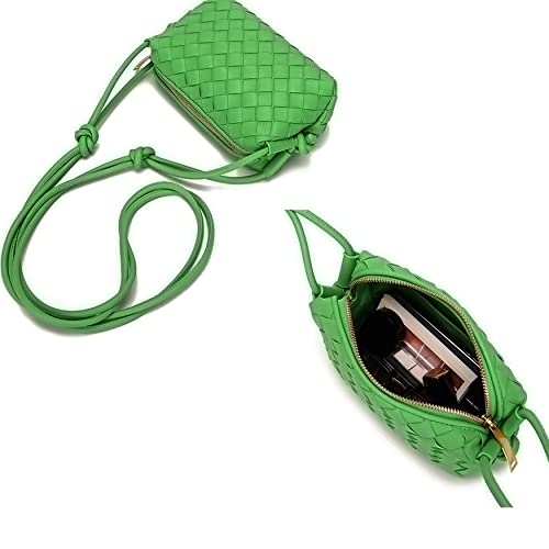 ZEDIUH Woven Bag for Women Crossbody Shoulderbag, Small Vegan Leather Purse - color: Green