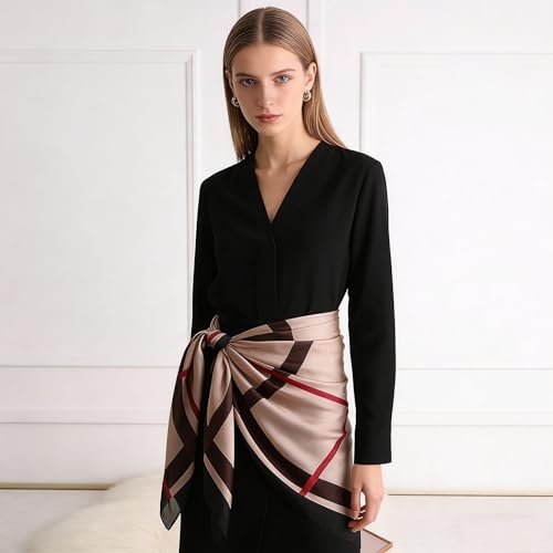 Silk Scarf Mulberry Silk Fashion Scarves Long Lightweight Shawl Wrap … - color: W18