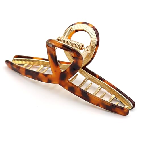MEDOCA Large Claw Clips - Metal Hair Clips for Women - Gold Claw Clip for Thick Hair - Strong Hold Big Claw Clips for Women Girls - Orange - color: 4.Orange