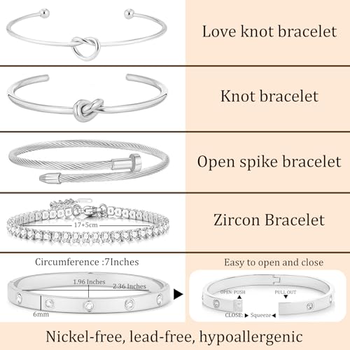 18 K Gold Plated Love Bangle Bracelet Stack Cuff Jewelry for Women Jewelry Set for Women Gift with Box - style: style15