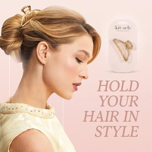 Kitsch Metal Hair Clips for Women - Durable & Elegant Metal Claw Clips, Perfect for Everyday Use & Special Occasions - Gold, 1 Pc - color: Gold
