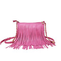 Solene Fringe Crossbody Shoulder Bag with Strap, Tassel Messenger bag, Country Style Western Fringe Purse for Women - color: Fuchsia
