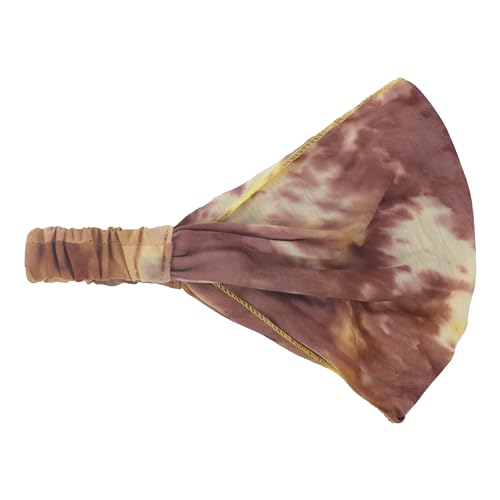 Motique Accessories Yellow Stretchy Headwrap Tye Dye Boho Wide Headband Yoga - color: Yellow