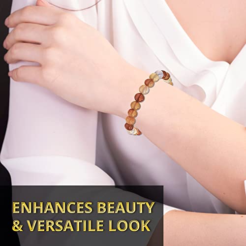 ANAYA AGATE Healing Crystal Bracelet for Women and Men – 8mm Round Beaded Bracelet for Men and Women – Unisex Stretchy Gemstone Bracelet for Healing and Protection - color: Carnelian