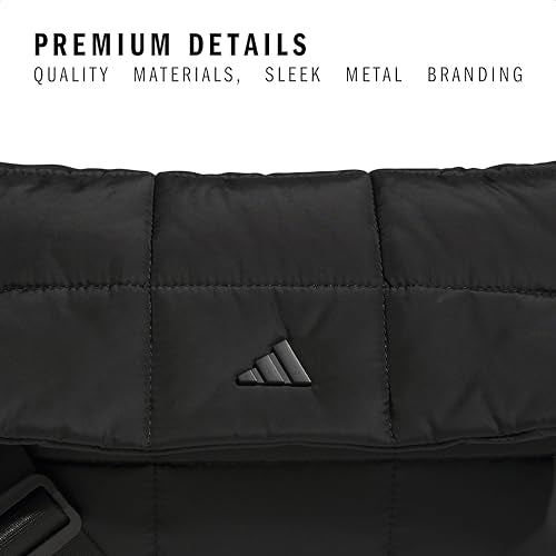 adidas Unisex Quilted Crossbody Bag – Soft Cushioned Puffer Purse, Foldover - color: Black