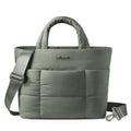 LOVEVOOK Small Tote Bags for Women, Puffer Purse and Handbags, Mini Crossbody Puffy Top Handle Shoulder Satchel Bag - color: Grayish Green, size: 11.5 Inch