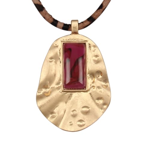JAOYU Boho Necklace for Women Large Pendant Necklace Boho Long Choker Leather Gold Necklace Vintage Earthy Jewelry Trendy - style: Boho Long Necklace