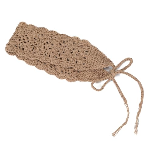 ZLYC Women Floral Headband Handmade Crochet Knit Vintage Hair Bands (Plain Khaki) - color: Plain Khaki