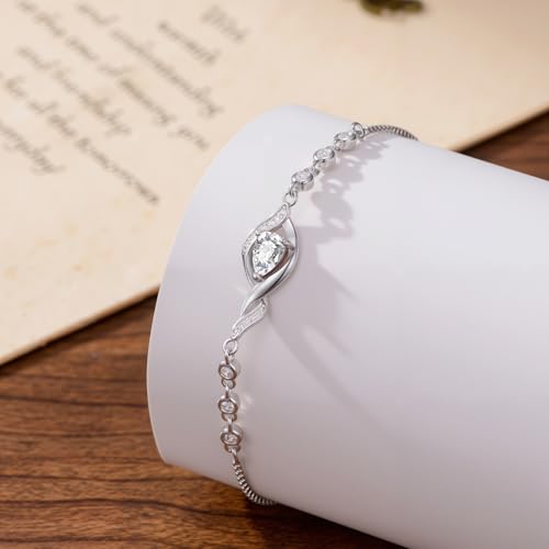 HPQQ Birthstone Bracelet for Women 925 Sterling Silver Infinity Love Jewelry Anniversary Birthday Mothers Day Gifts for Mom Wife Her - color: 04-April-Synthetic Diamond