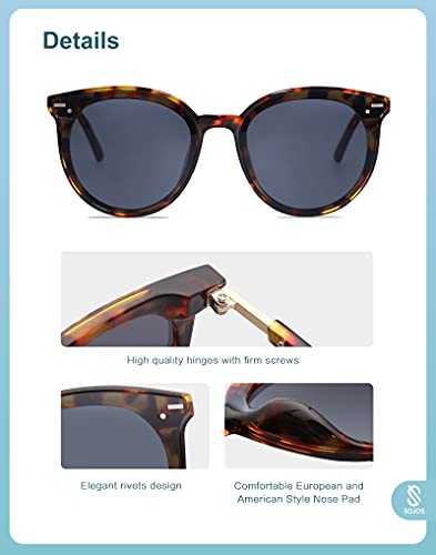 SOJOS Sunglasses Womens Trendy 2025 Classic Round Retro Vintage Shades Large Frame Sunnies SJ2067 - color: Leopard
