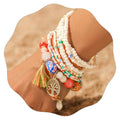 Beaded Anklets Bracelets Boho Handmade Turtle Starfish Whelk Shell Tree of Life String Ankle Bracelet Summer Beach Waterproof Barefoot Sandals Foot Jewelry for Women - color: Colorful