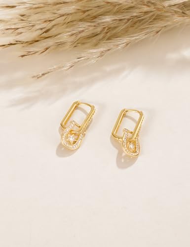 Mameloly Cowgirl Earrings for Women CZ 14K Gold Plated Western Cowboy Hat Dangle Hoop Earrings Cute Jewelry Hypoallergenic - color: Guitar Shape