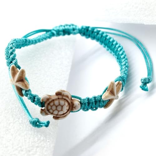 Boho Turtle Anklets Bracelets Blue Starfish Summer Beach Waterproof Barefoot Sandals Jewelry for Women