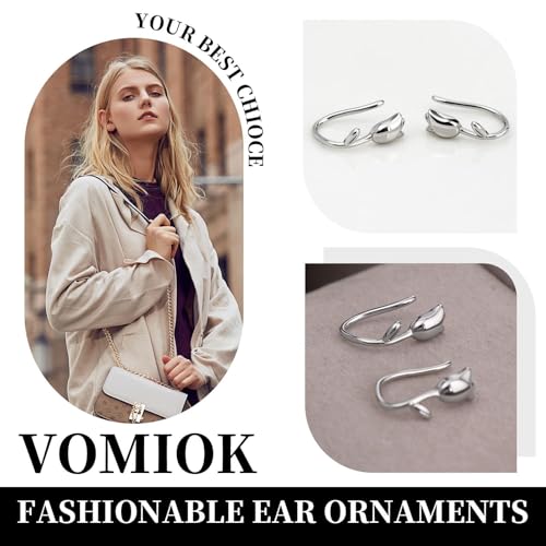 Silver Ear Cuff Earrings for Women, Tulip Non Pierced Fishhook Earrings, Clip On Earrings, Small Dainty Wrap Cartilage Earrings, Floral Ear Cuffs Jewelry for Gift